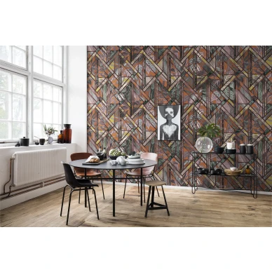 Chicago Club punainen graafinen muraltapetti ruokailuhuoneeseen Rebel Wallsilta R16131 image