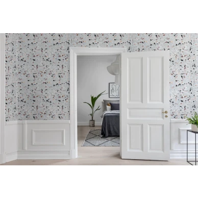 Terrazzo kuviollinen harmaa muraltapetti eteiseen Rebel Wallsilta R16150 image