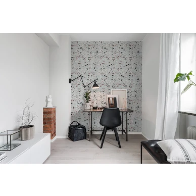 Terrazzo kuviollinen harmaa muraltapetti kotitoimistoon Rebel Wallsilta R16150 image