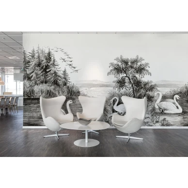 Swan Lake harmaa lintutapetti olohuoneeseen Rebel Wallsilta R16221 image