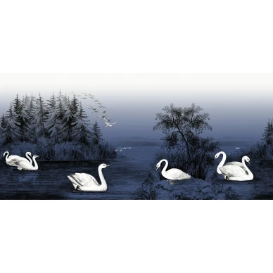 Swan Lake sininen lintutapetti Rebel Wallsilta koko kuvio R16222 image