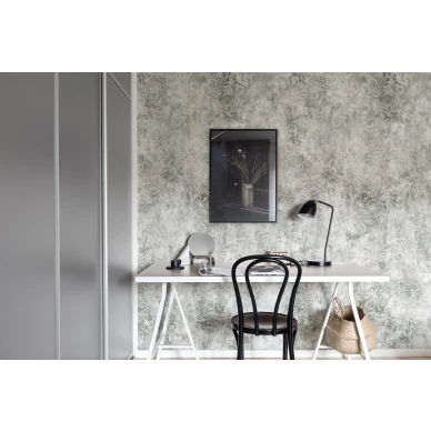Twining Vines harmaa lehtitapetti tyohuoneeseen Rebel Wallsilta R16251 image