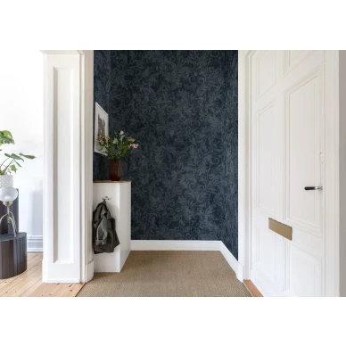 Twining Vines sininen lehtitapetti eteiseen Rebel Wallsilta R16252 image