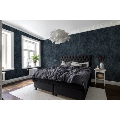 Twining Vines sininen lehtitapetti makuuhuoneeseen Rebel Wallsilta R16252 image