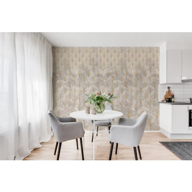 Opulent Shadows geometrinen kaareva muraltapetti art deco tyylinen ruokailuhuoneen tapetti Rebel Wallsilta R16271 image