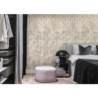 Opulent Shadows geometrinen kaareva muraltapetti makuuhuoneeseen Rebel Wallsilta R16271 image