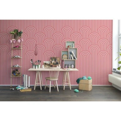 Happy Hills roosa graafinen lastenhuoneen muraltapetti Rebel Wallsilta R16283 image