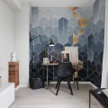 Gradient Geometry sininen geometrinen muraltapetti kotitoimistoon Rebel Wallsilta R16291