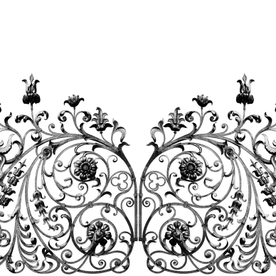 Garden Gate mustavalkoinen kuviollinen muraltapetti Rebel Wallsilta R13241 image