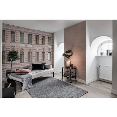 Pink Facade roosa talotapetti olohuoneen muraltapetti Rebel Wallsilta R15881 image