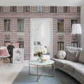 Pink Facade roosa talotapetti olohuoneeseen Rebel Wallsilta R15881