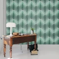 Pom Pom mintunvihrea graafinen 3D muraltapetti tyohuoneeseen Rebel Wallsilta R13393