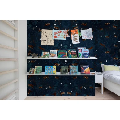 Space Monkey sininen muraltapetti apinoilla lastenhuoneeseen Rebel Wallsilta R16181 image