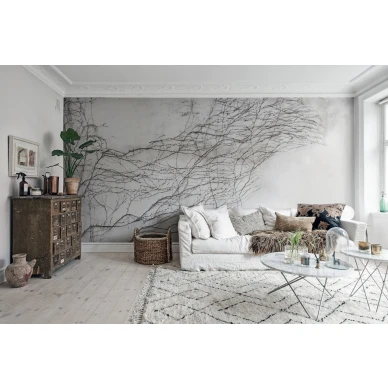 Breathe rauhoittava mustavalkoinen puutapetti olohuoneeseen Rebel Wallsilta R17051 image