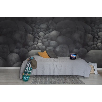 Stillness harmaa rauhoittava kivitapetti makuuhuoneeseen Rebel Wallsilta R17061 image