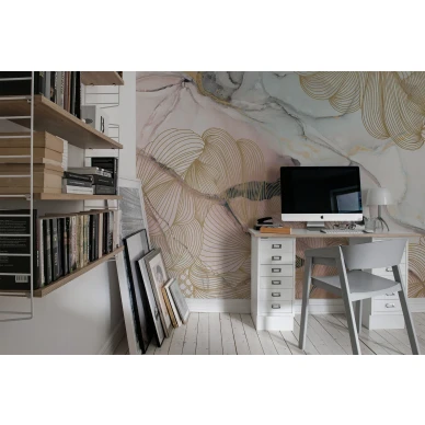 Opulence roosa marmorinen muraltapetti tyohuoneeseen Rebel Wallsilta R17092 image