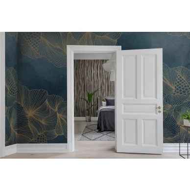 Opulence sininen graafinen voimaannuttava muraltapetti eteiseen Rebel Wallsilta R17091 image