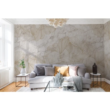 Opulence vaalea marmorinen graafinen muraltapetti olohuoneeseen Rebel Wallsilta R17094 image