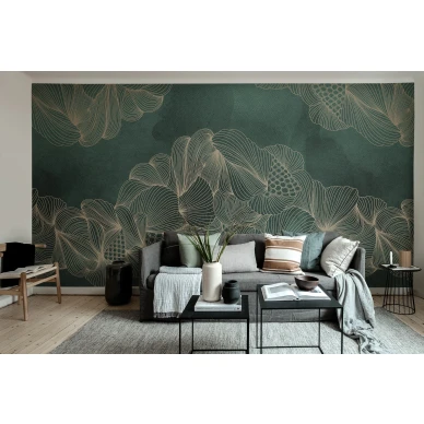 Opulence vihrea energinen graafinen tapetti olohuoneeseen Rebel Wallsilta R17093 image