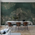 Opulence vihrea graafinen muraltapetti ruokailuhuoneeseen Rebel Wallsilta R17093