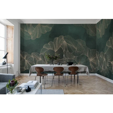 Opulence vihrea graafinen muraltapetti ruokailuhuoneeseen Rebel Wallsilta R17093 image