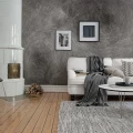 Serenity rauhoittava harmaa puutapetti olohuoneeseen Rebel Wallsilta R17101