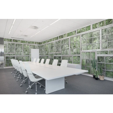 Perspective Jardin vaalea vihrea ikkunatapetti kokoushuoneeseen Rebel Wallsilta R14371 image