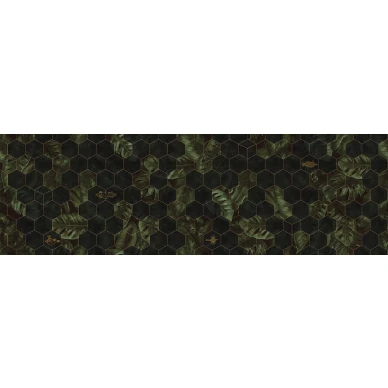 Hexagon Leaves vihrea geometrinen lehtitapetti levea kuvio Rebel Wallsilta R17181 image
