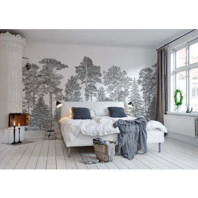 Scandinavian Bellewood harmaa puutapetti makuuhuoneeseen Rebel Wallsilta R17201 image