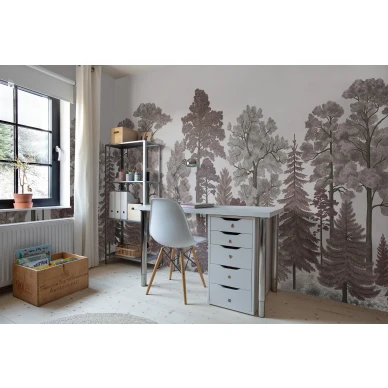 Scandinavian Bellewood roosa metsatapetti lastenhuoneen tapetti Rebel Wallsilta R17203 image