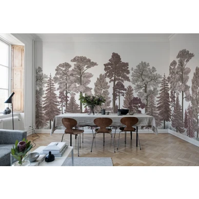 Scandinavian Bellewood roosa metsatapetti ruokailuhuoneeseen Rebel Wallsilta R17203 image