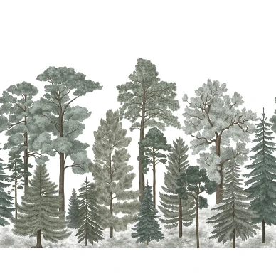 Scandinavian Bellewood talvivihrea metsatapetti Rebel Wallsilta koko kuvio R17202 image