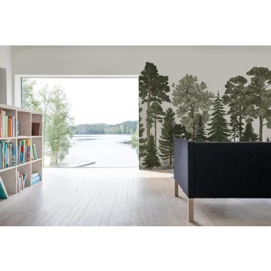 Scandinavian Bellewood vihrea metsatapetti olohuoneen muraltapetti Rebel Wallsilta R17204 image