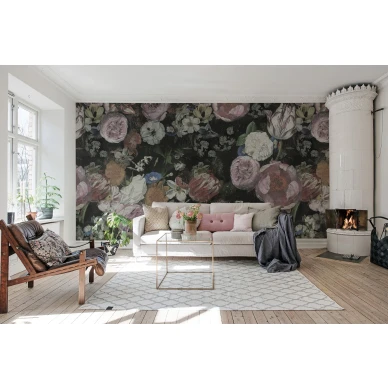 Blooming roosa isokuvioinen kukkatapetti olohuoneeseen Rebel Wallsilta R15391 image