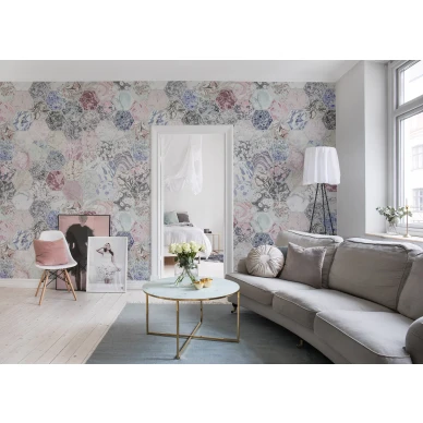 Mixed Memories monivarinen marmorikuviollinen muraltapetti olohuoneeseen Rebel Wallsilta R15401 image