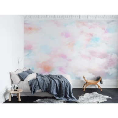 Coral Clouds roosa pilvitapetti makuuhuoneen muraltapetti Rebel Wallsilta R15411 image