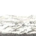 Hope Mountains mustavalkoinen vuoritapetti levea kuvio Rebel Wallsilta R15421