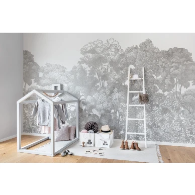 Bellewood harmaa metsatapetti lastenhuoneen muraltapetti Rebel Wallsilta R13054 image