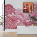 Bellewood pinkki metsatapetti olohuoneeseen Rebel Wallsilta R13056