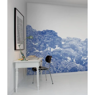 Bellewood sinivalkoinen puutapetti kotitoimistoon Rebel Wallsilta R13055 image