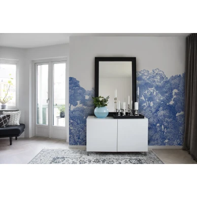 Bellewood sinivalkoinen puutapetti olohuoneen muraltapetti Rebel Wallsilta R13055 image