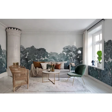 Olohuoneen sininen kuvatapetti Rebel Wallsilta Bellewood R18637 image