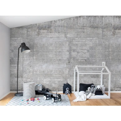 Wooden Concrete harmaa betoniseina lastenhuoneeseen muraltapetti Rebel Wallsilta R15001 image