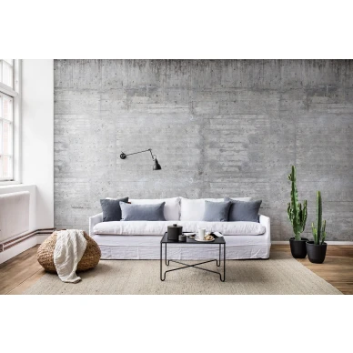 Wooden Concrete harmaa betoniseina muraltapetti olohuoneeseen Rebel Wallsilta R15001 image