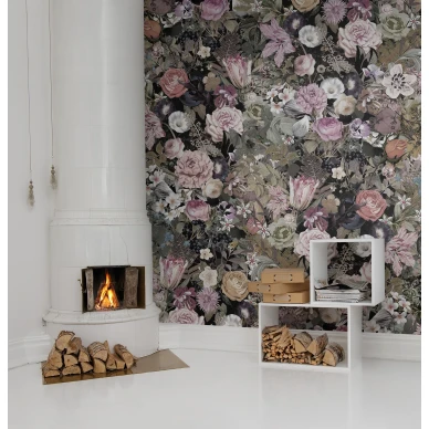 Meadow roosa kukkatapetti olohuoneen muraltapetti Rebel Wallsilta R13141 v2 image