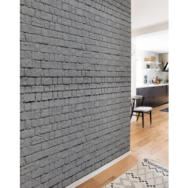 Soft Bricks harmaa tiilitapetti eteiseen Rebel Wallsilta R14872 image