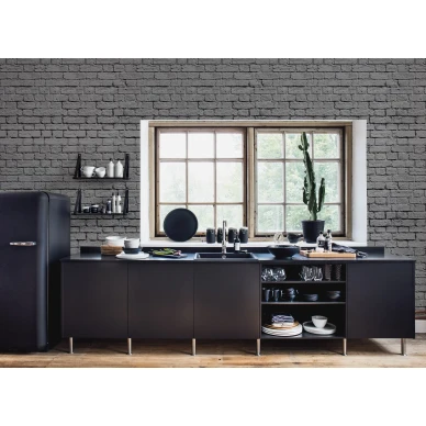 Soft Bricks harmaa tiilitapetti keittioon Rebel Wallsilta R14872 image