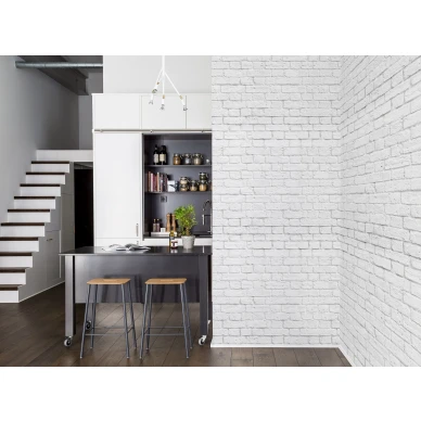 Soft Bricks valkoinen tiilitapetti keittioon Rebel Wallsilta R14871 image