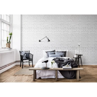Soft Bricks valkoinen tiilitapetti makuuhuoneeseen Rebel Wallsilta R14871 image