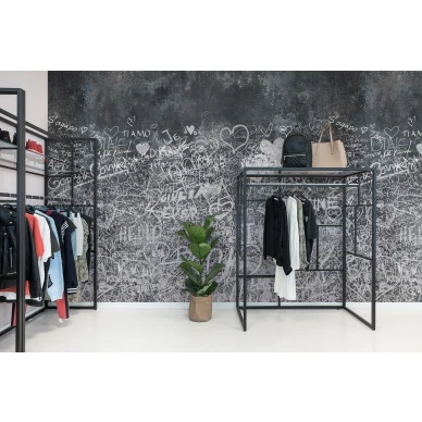 Verona harmaa valkoinen rakkaustarina muraltapetti eteiseen Rebel Wallsilta R13731 image